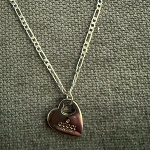 GG Silver Heart Charm Necklace